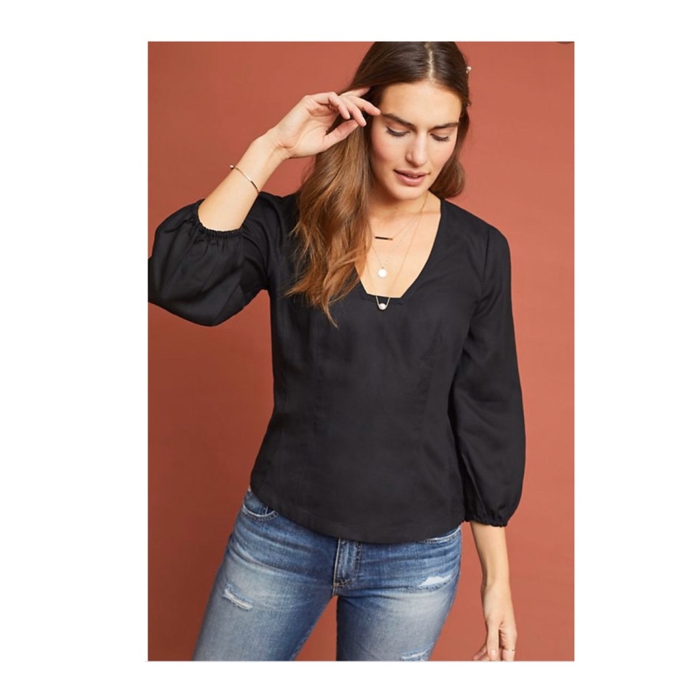 💐ANTHROPOLOGIE Black Peasant Top - 2💐